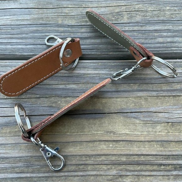 Handmade Key chains Genuine Leather Double Sided Keys Holder Keychains Set of 3 - Picture 10 of 11